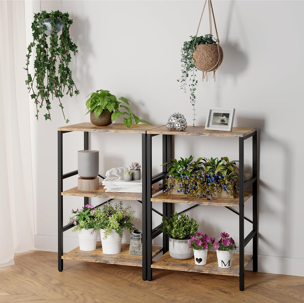 Whitmor 3 Tier Bookshelf - Small Book Shelf Industrial Bookcase, Metal Book C...