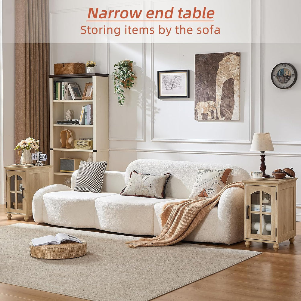 RWYHG Narrow Side Table, Farmhouse Nightstand with Charging Station | End Tab...