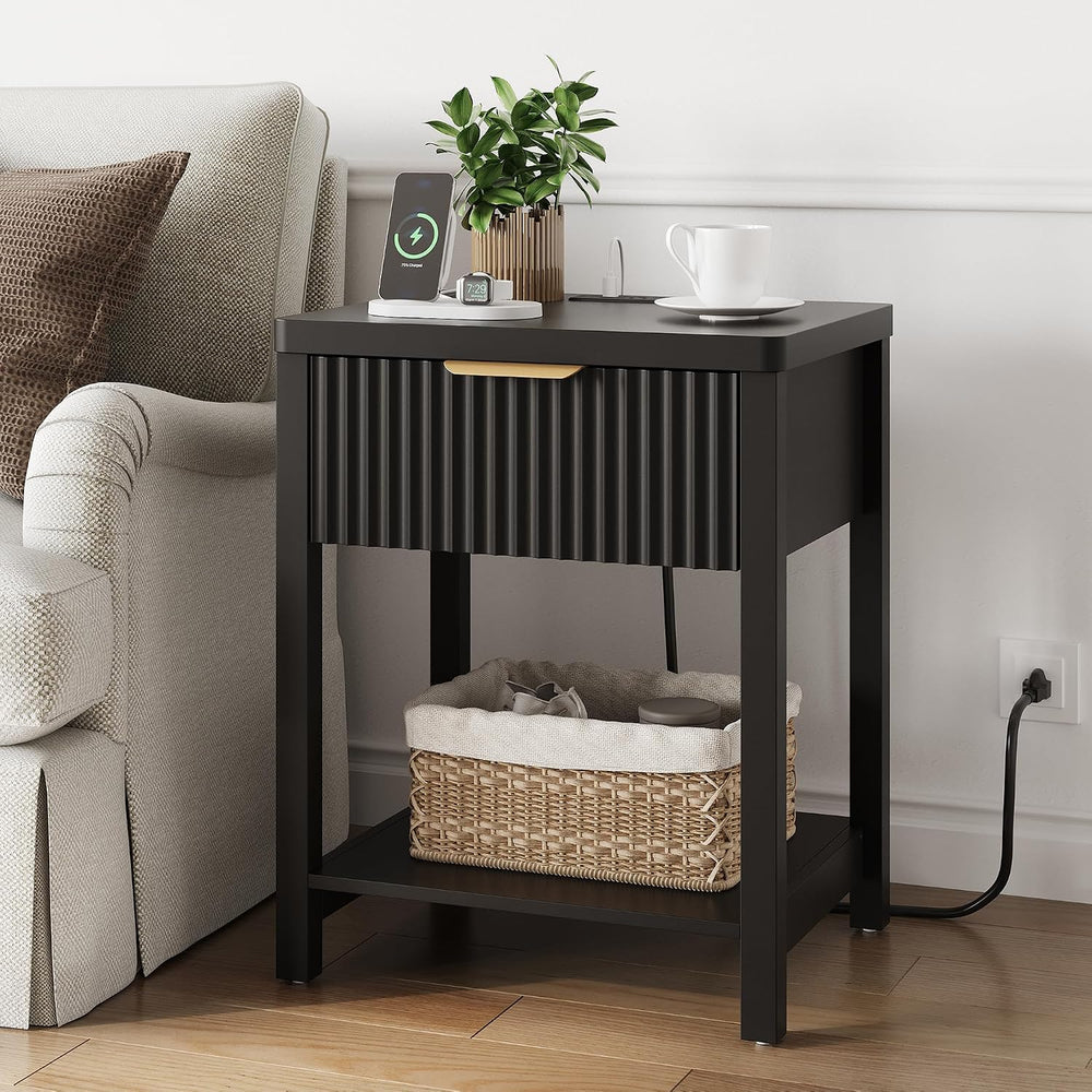 Fultyle Night Stand with Drawer, Mid Century Nightstand with Storage, Modern ...