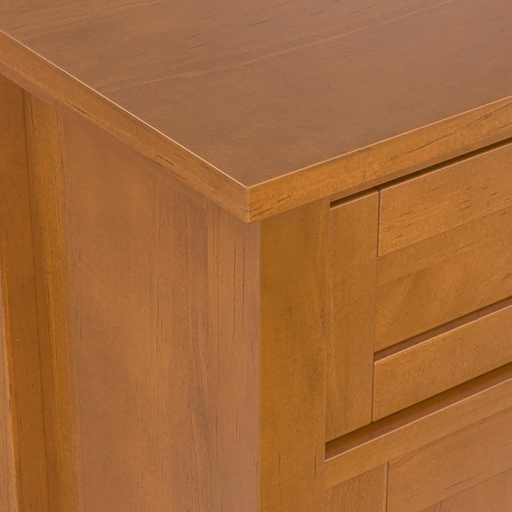SIMPLIHOME Warm Shaker 36" Solid Wood Cabinet in Light Golden Brown