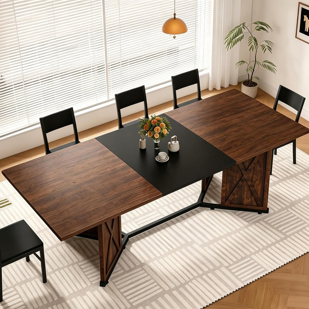 78.7 Inch Dining Table for 8 People, Large Rectangular Farmhouse Kitchen Tabl...