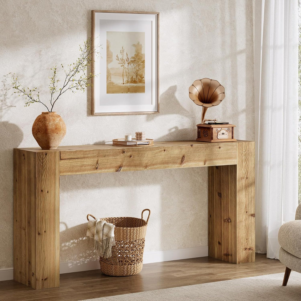 Solid Wood Console Table, 63-Inch Farmhouse Sofa Table Behind Couch for Entry...