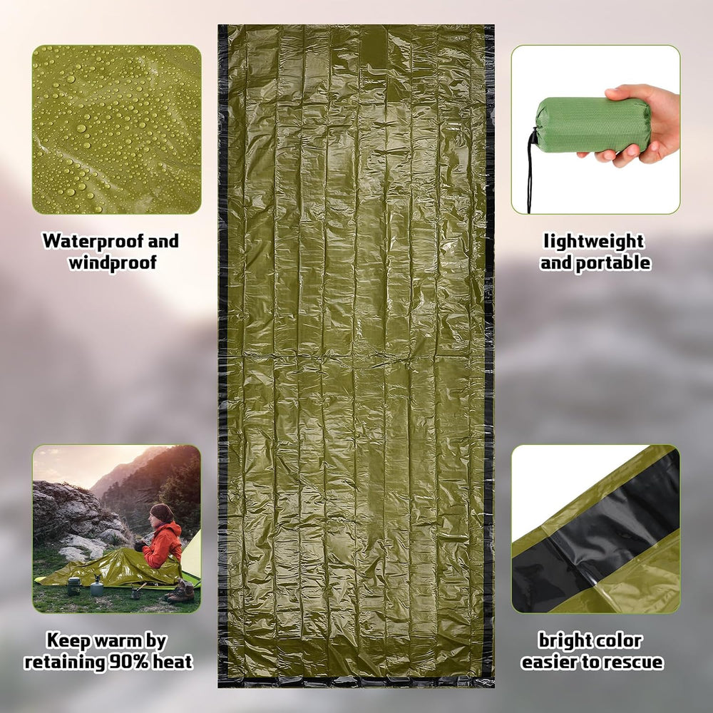 Mixweer 12 Pcs Emergency Sleeping Bag Portable Survival Thermal Bivy Sack Lig...