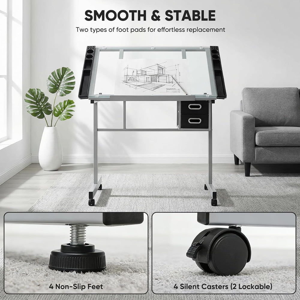 Magshion Drafting Table Adjustable Drawing Table | Art Craft Desk with 0-65° ...