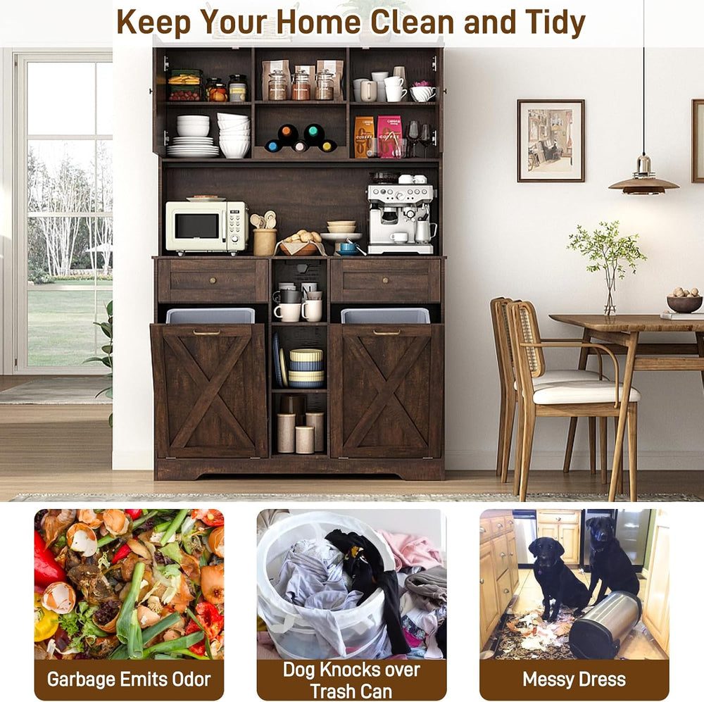 71" Tall 47"Wide Kitchen Pantry Storage Cabinet with Power Outlets,...