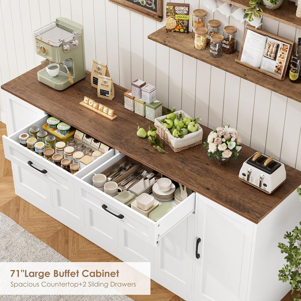 BOTLOG 71” Large Buffet Cabinet with Storage, Sideboard Buffet Cabinet with A...