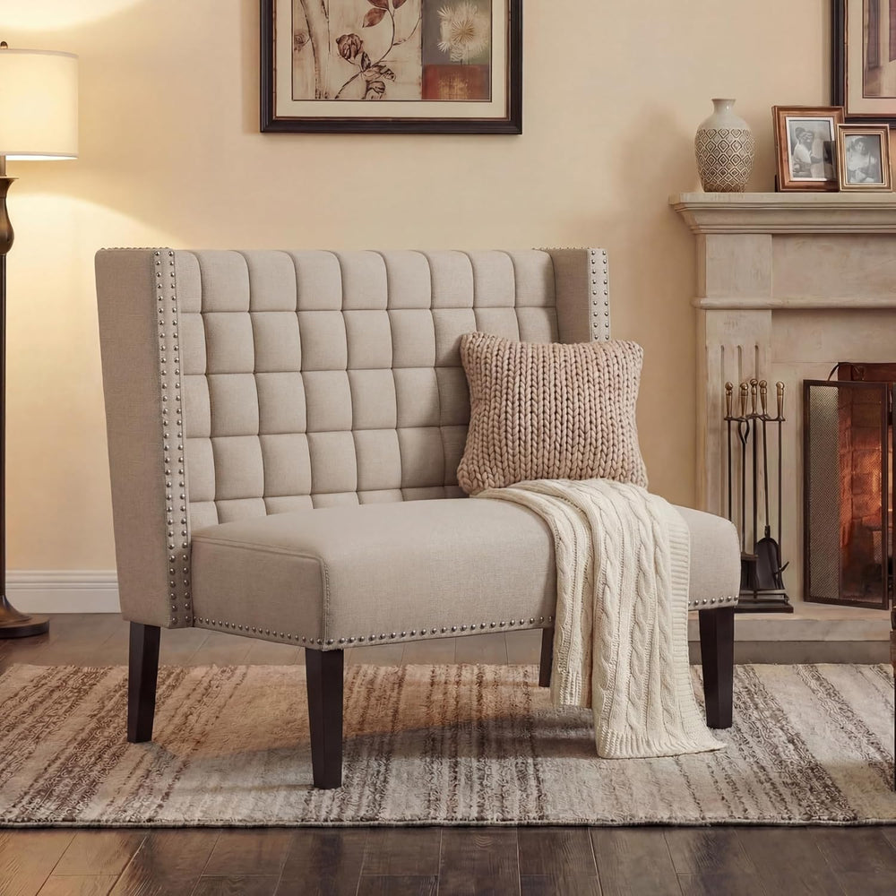 Andeworld Modern Loveseat Settee Bench Sofa Couch, Upholstered Banquette Dini...