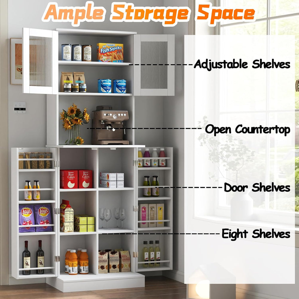 HRVEOCEI Tall Pantry Cabinet with Doors and Adjustable Shelves, 71'' ...