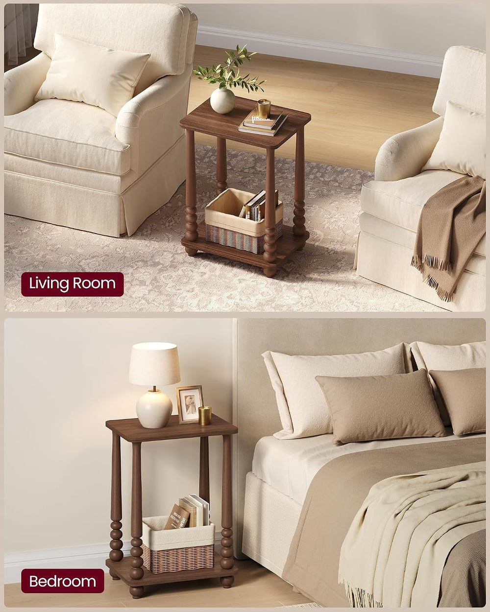 VASAGLE Mariel Collection - Side Table, Accent Nightstand for Small Spaces, R...