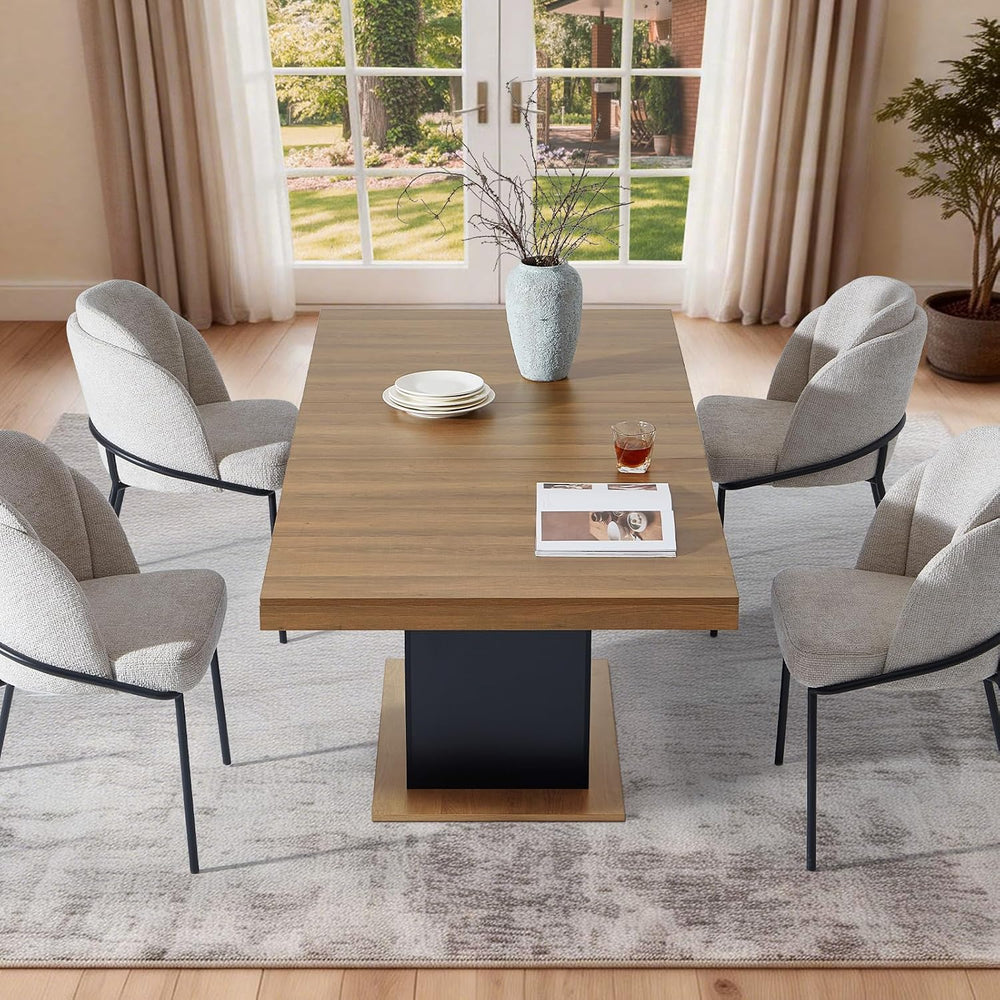 Dining Table Extendable 63 in-79 in for 4-8 Expandable Wood Rectangle with Fl...