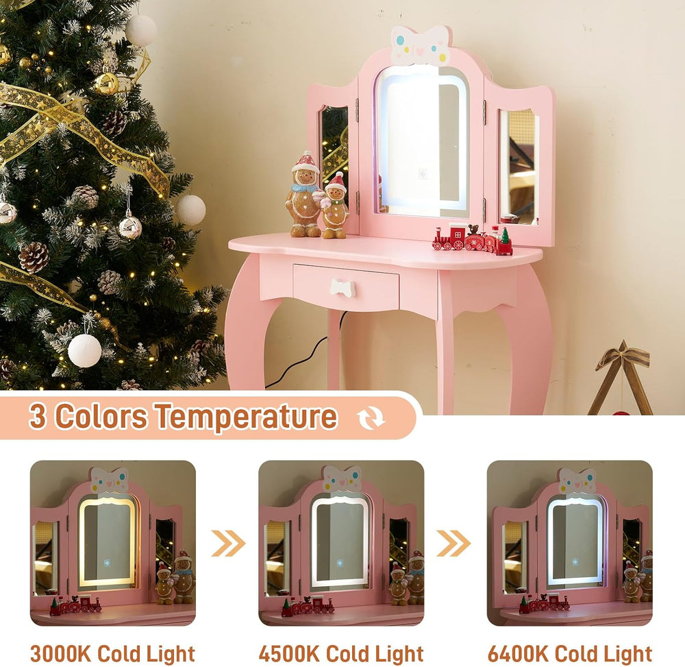 Vanity Set,ShyneeMakeup Dressing Vanity Set Wooden Princess Makeup Table with...
