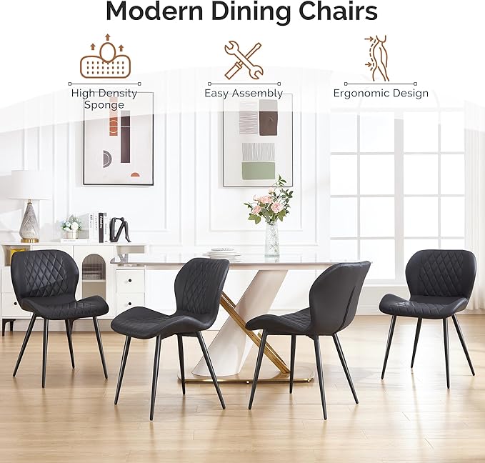 Dining Chairs Set of 8, Comfy Modern Dining Chairs with Thick Cushions, Uphol...