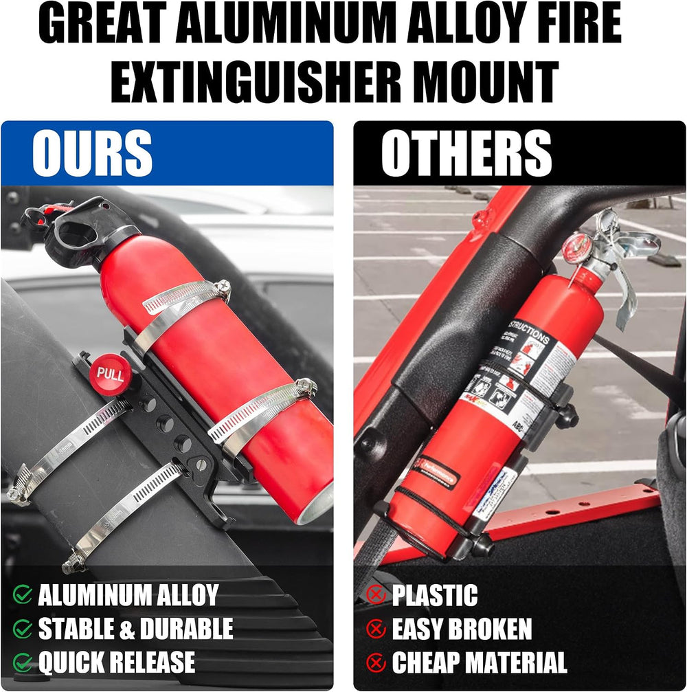 Aluminum Fire Extinguisher Mount Bracket Kit Adjustable Quick Release Roll Ba...