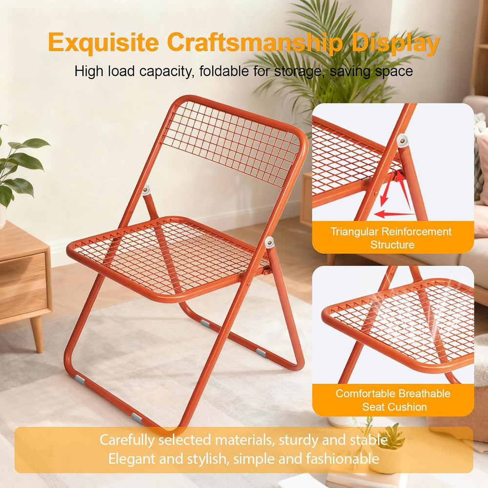 JPBSTO 2 Pack Folding Chair,All Orange Color,Single Piece,Foldable Space - Sa...