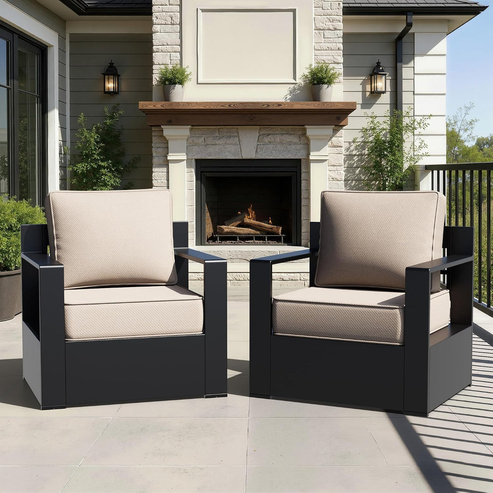 Outdoor Aluminum Furniture, Patio Chairs with 6" Thick Removable Cushion...