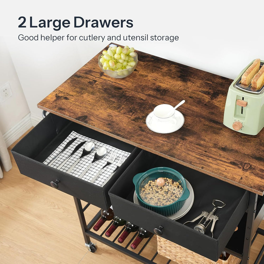 HOOBRO Kitchen Island with Storage, Rolling Island Cart for Kitchen with 2 Dr...