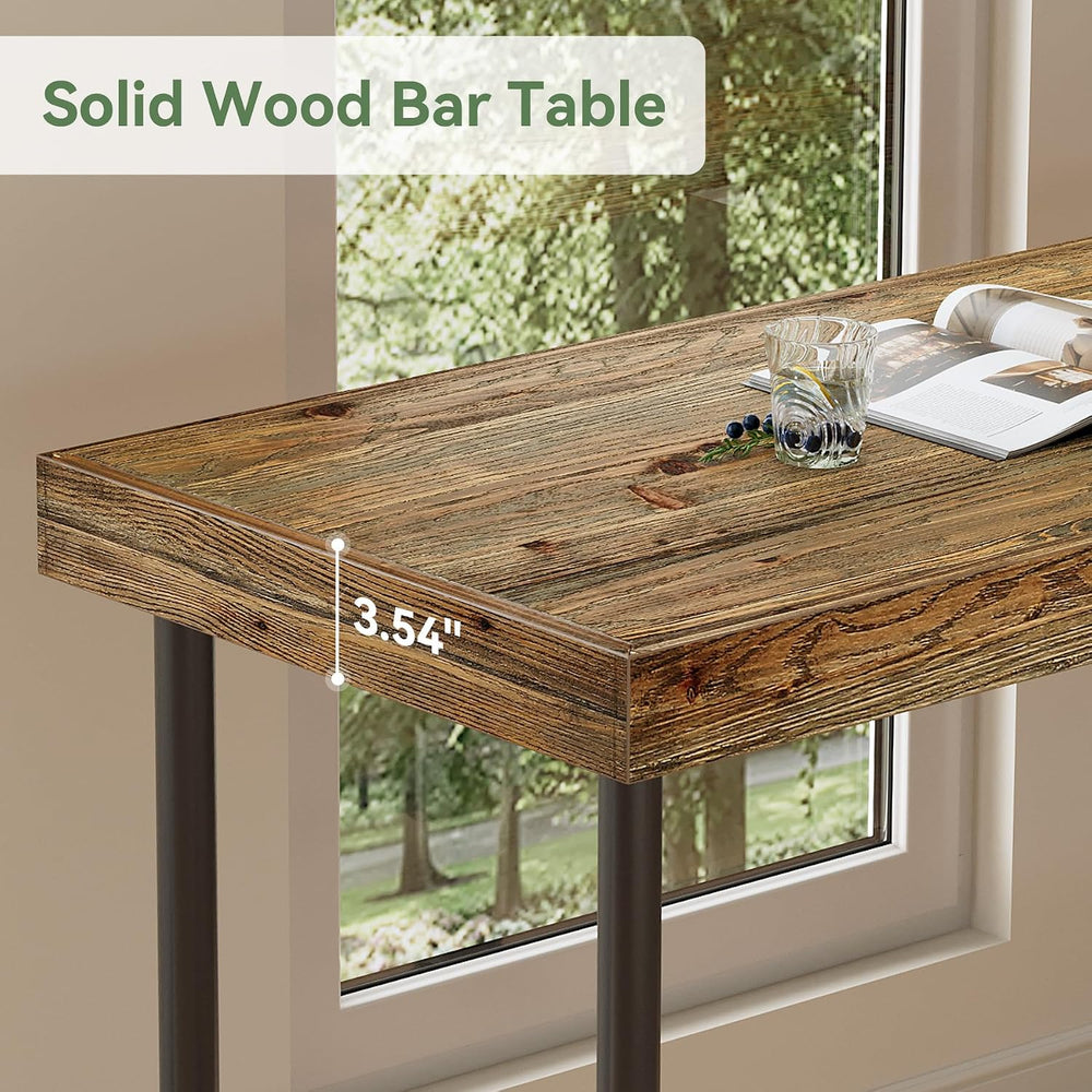 70.9-Inch Long Solid Wood Bar Table for 6-8 People, Industrial Narrow Counter...