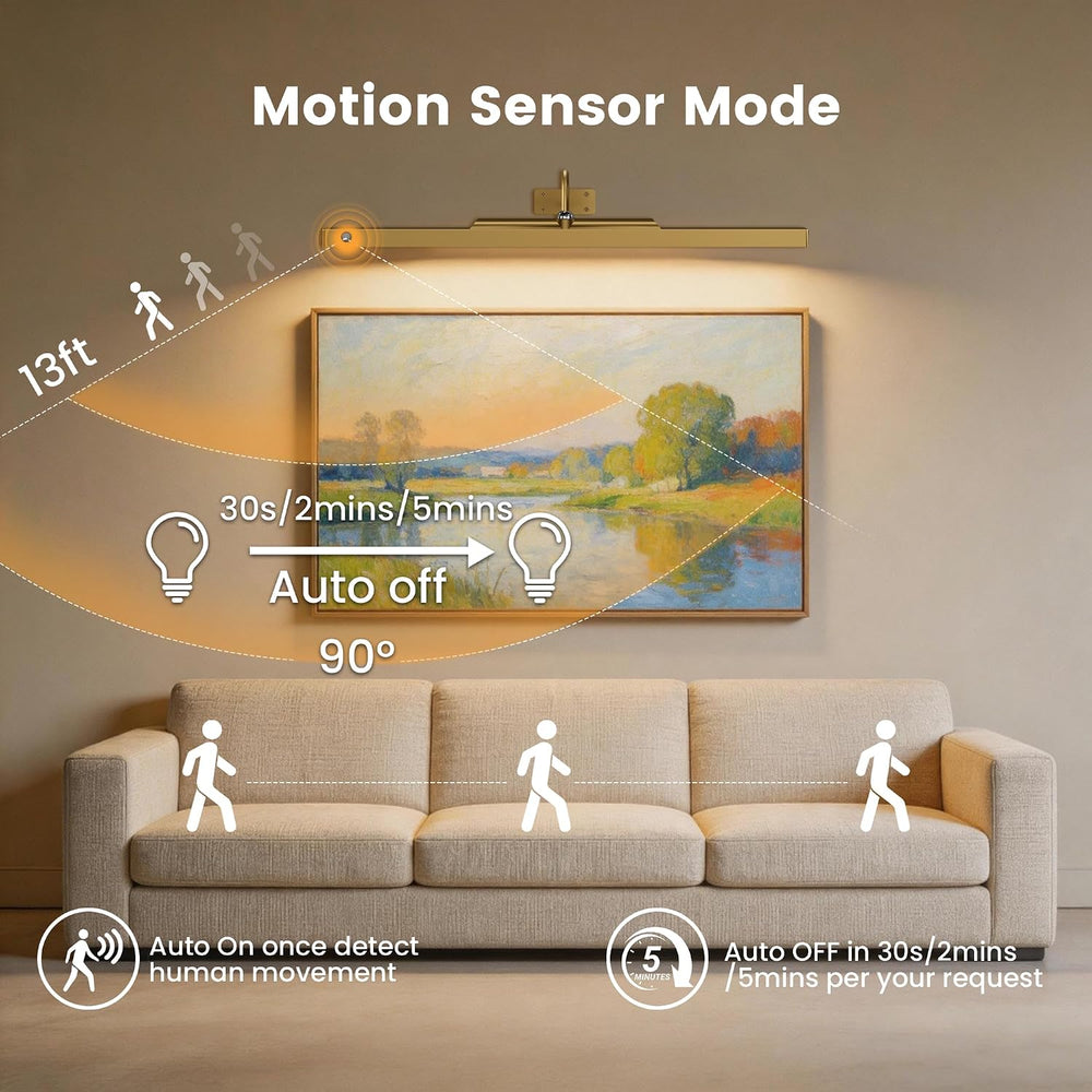 Rechargeable Motion Sensor Picture Light for Wall, 24 Inch, Brass, 1 Pack