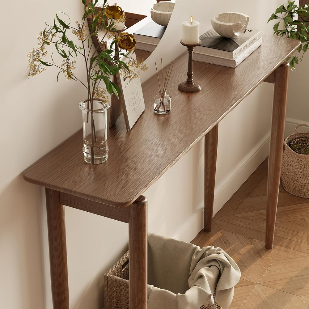 AQIMUELE Wood Console Table Walnut Entryway Table, Thin Console Table, Sofa T...