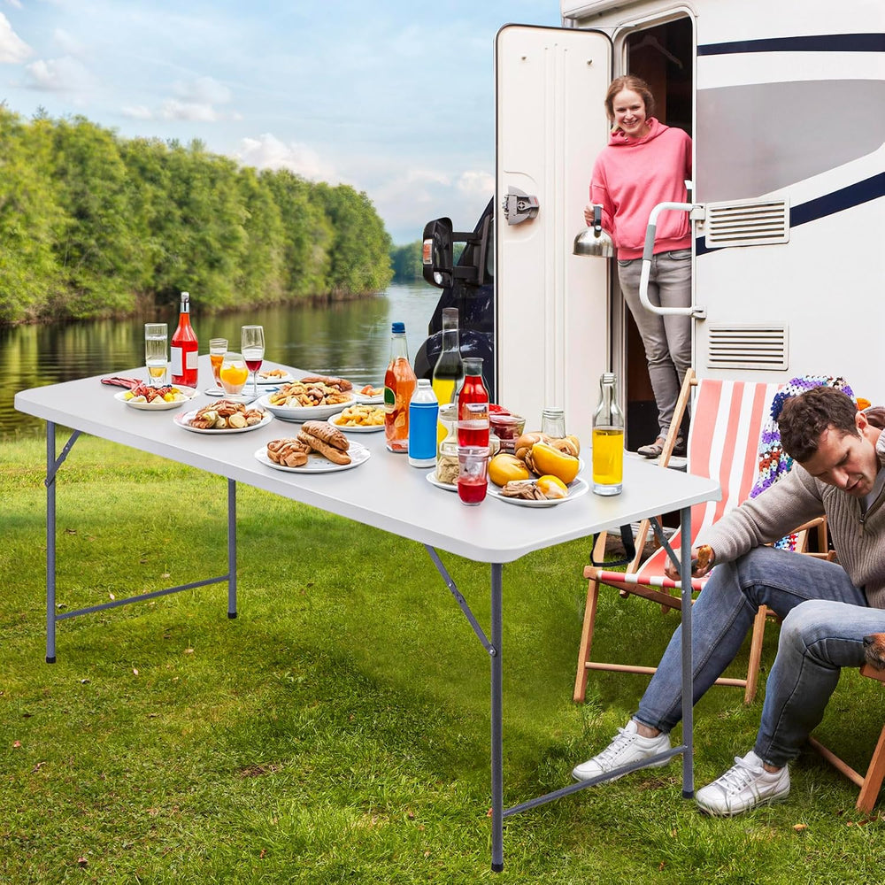 ZenStyle 6 ft Folding Table - 71"x27" Rectangular Portable Plastic ...