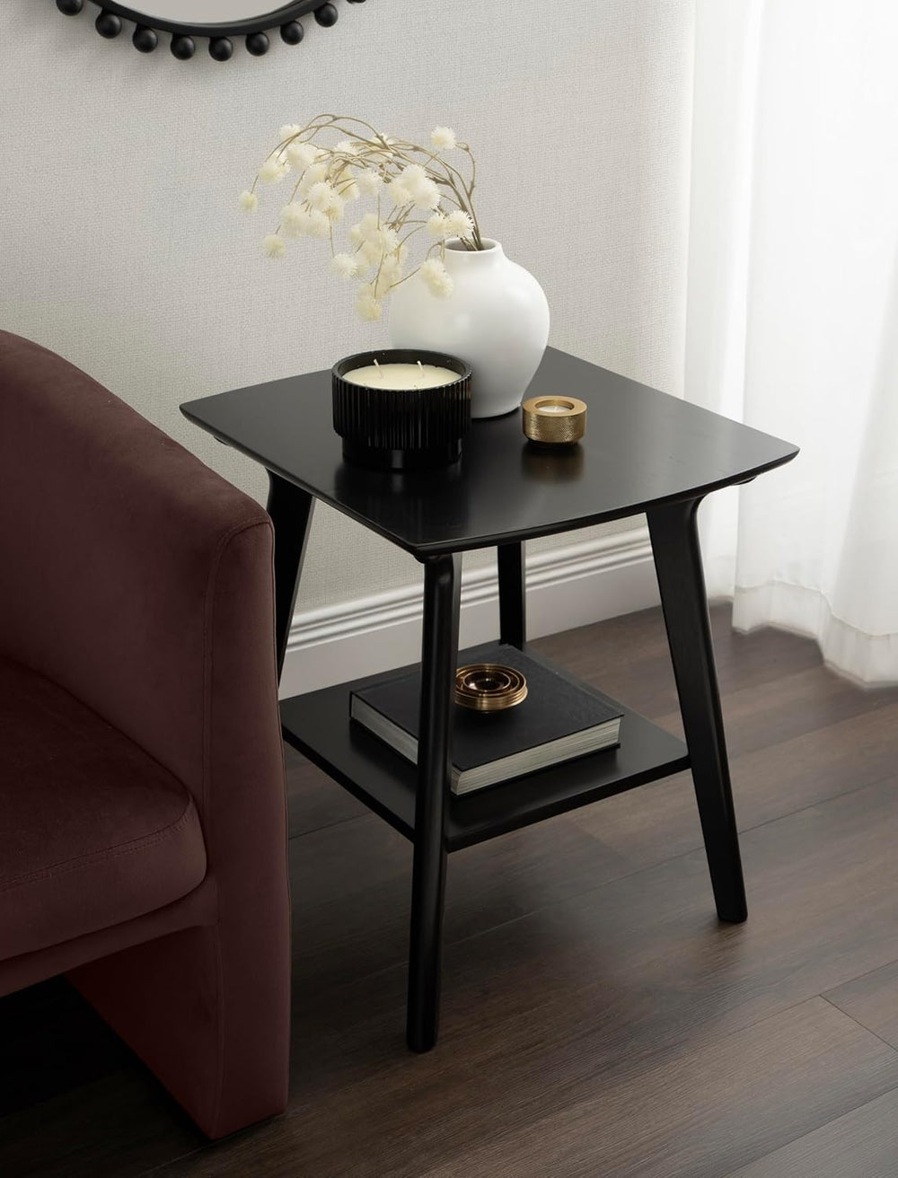 Kate and Laurel Louena Mid-Century Rectangle Wood Side Table, 22 x 20 x 24, B...