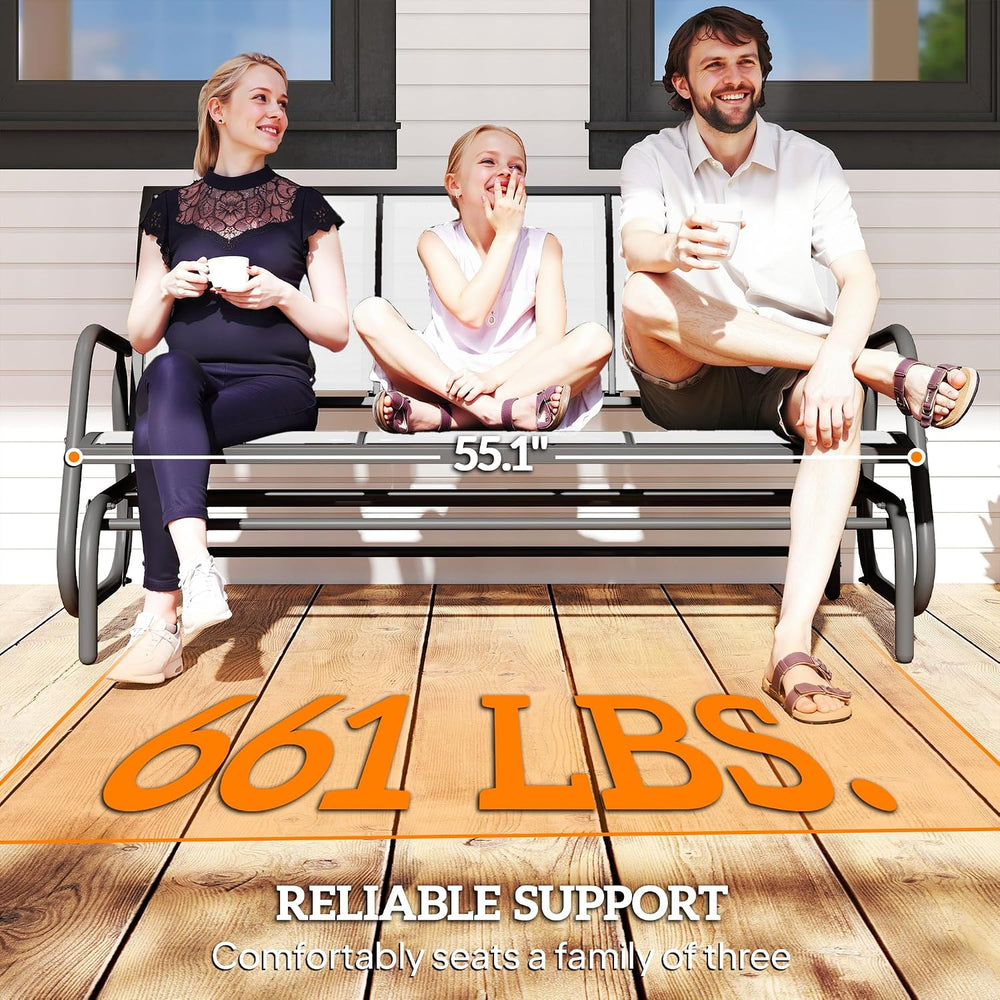 Outsunny 3-Person Patio Glider Bench Outside 3 Seats Cream White
