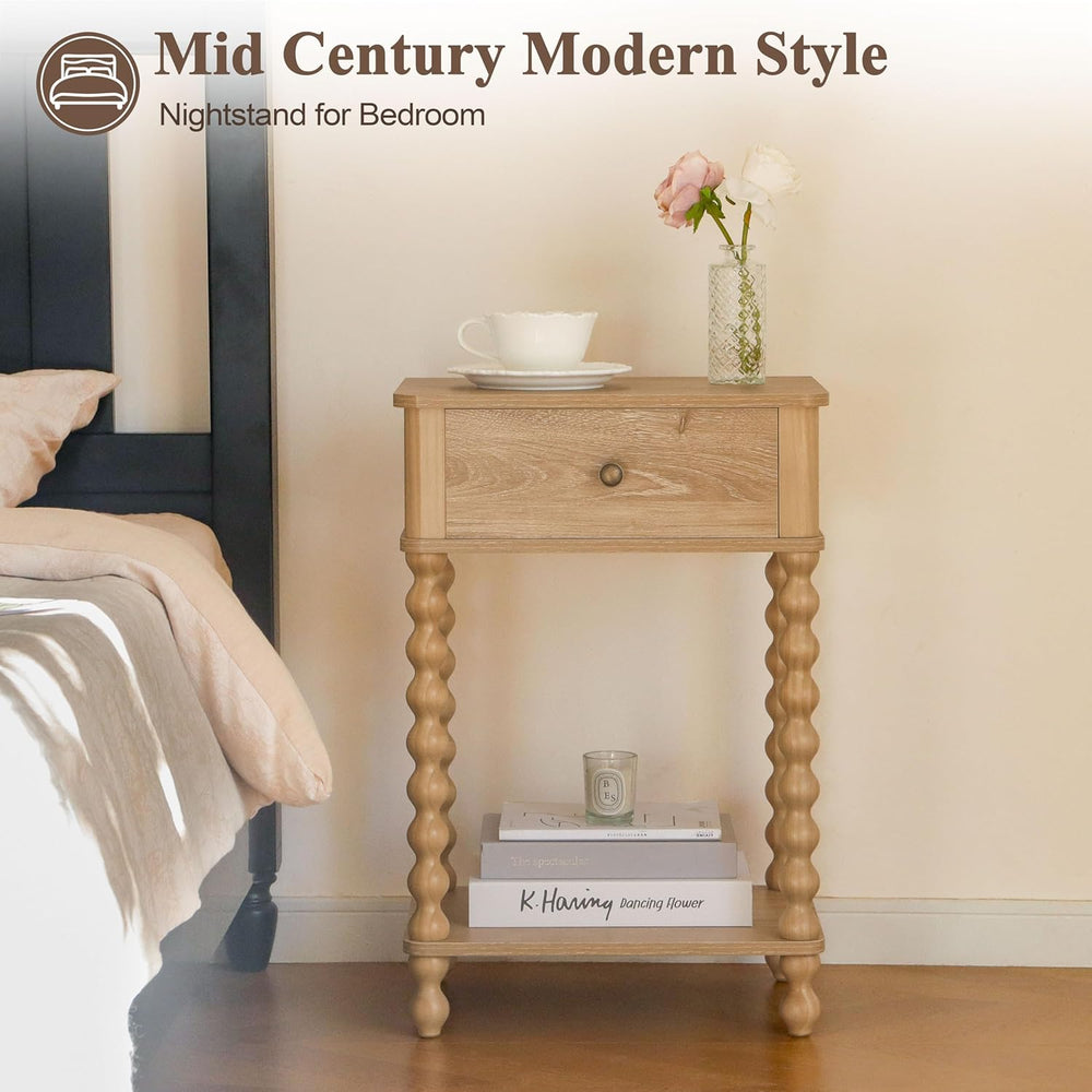 AWASEN Night Stand, Wood End Table with Drawer for Living Room, Small Bedside...
