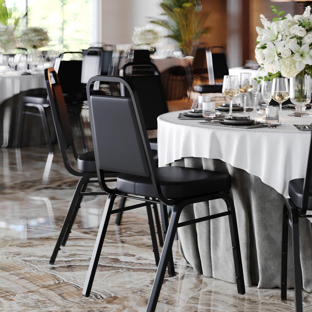 Flash Furniture Hercules Vinyl Banquet Chair, Black, 4-Pack
