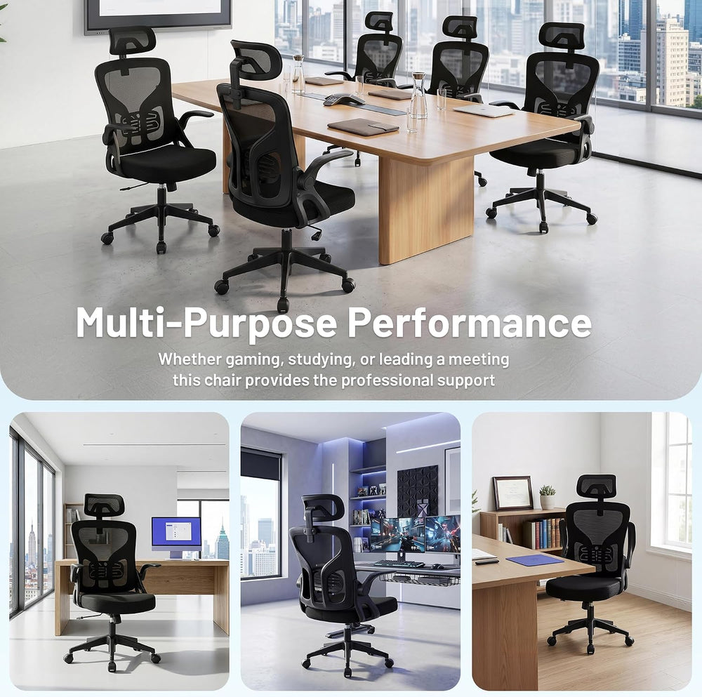 Office Chair Ergonomic Desk Chair with Adjustable Headrest Lumbar Support, Hi...