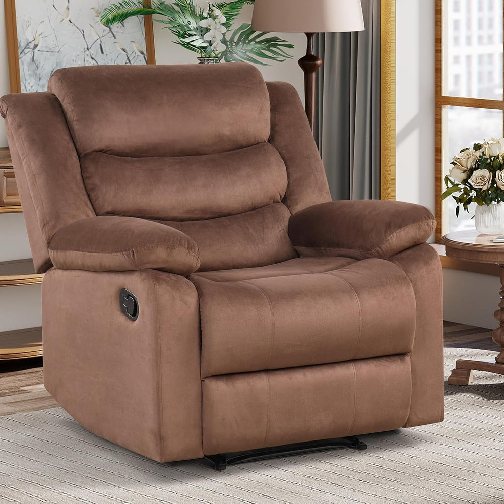 ANJ Manual Recliner Chair for Adults, Velvet Reclining Chair with Padded Arms...