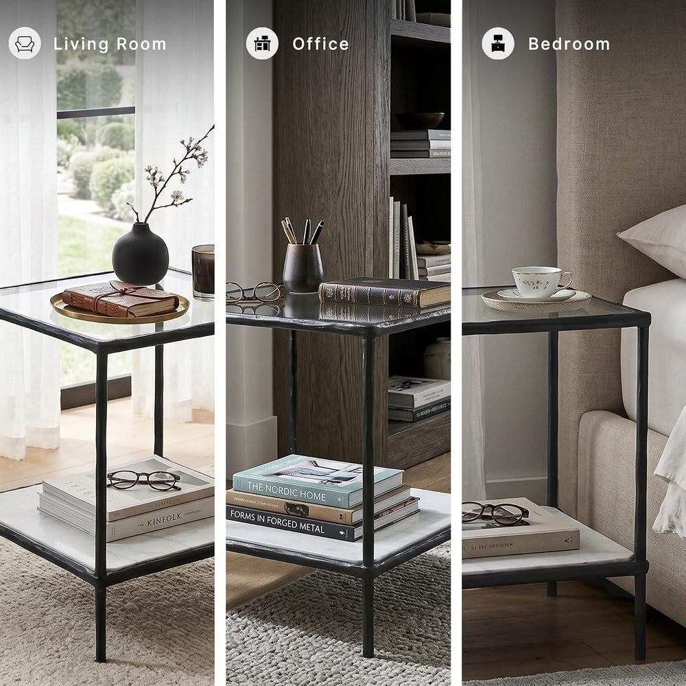 Signature Design by Ashley Modern Glass and Marble End Table, Ryandale