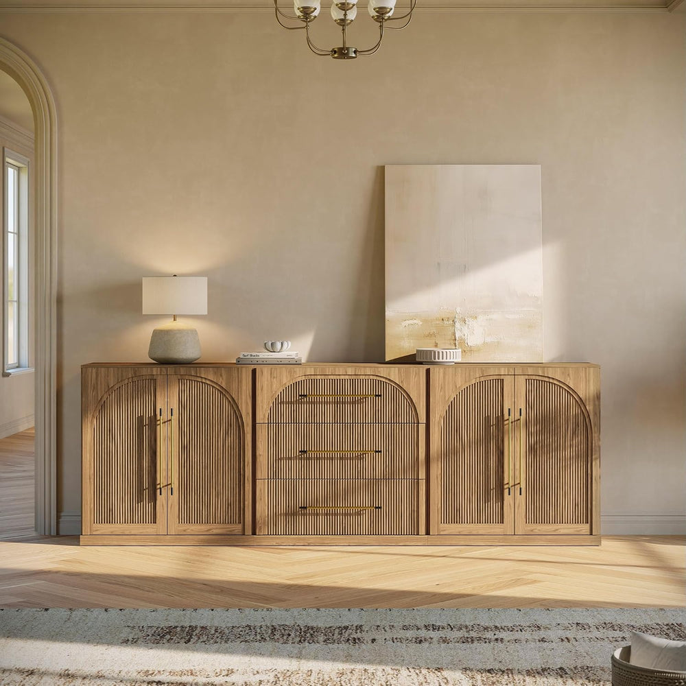 BELLEZE Jagger 3-Piece Modular Sideboard Buffet Cabinet - Camel