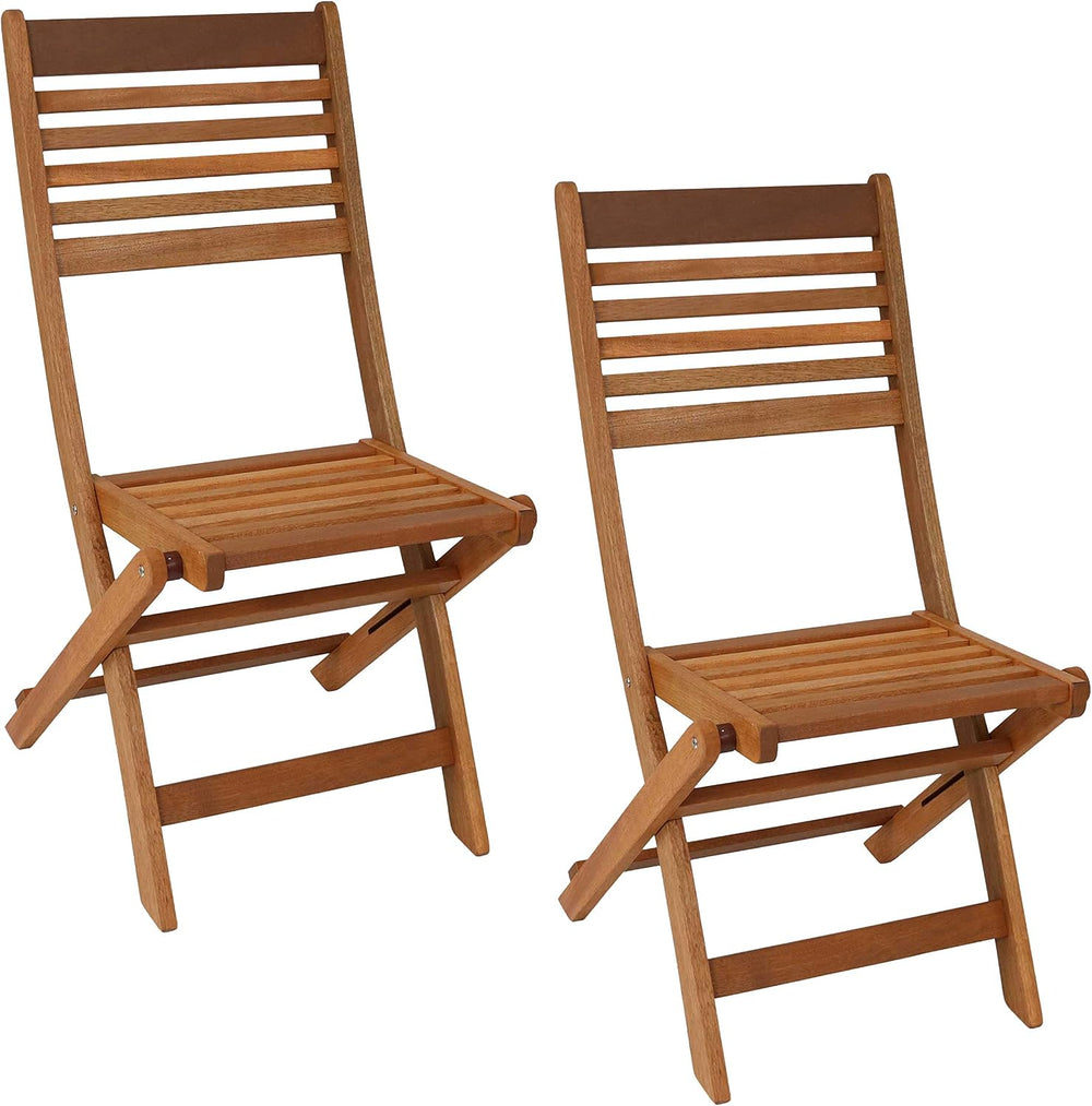 Sunnydaze Meranti Wood Outdoor Folding Patio Chairs - Set of 2