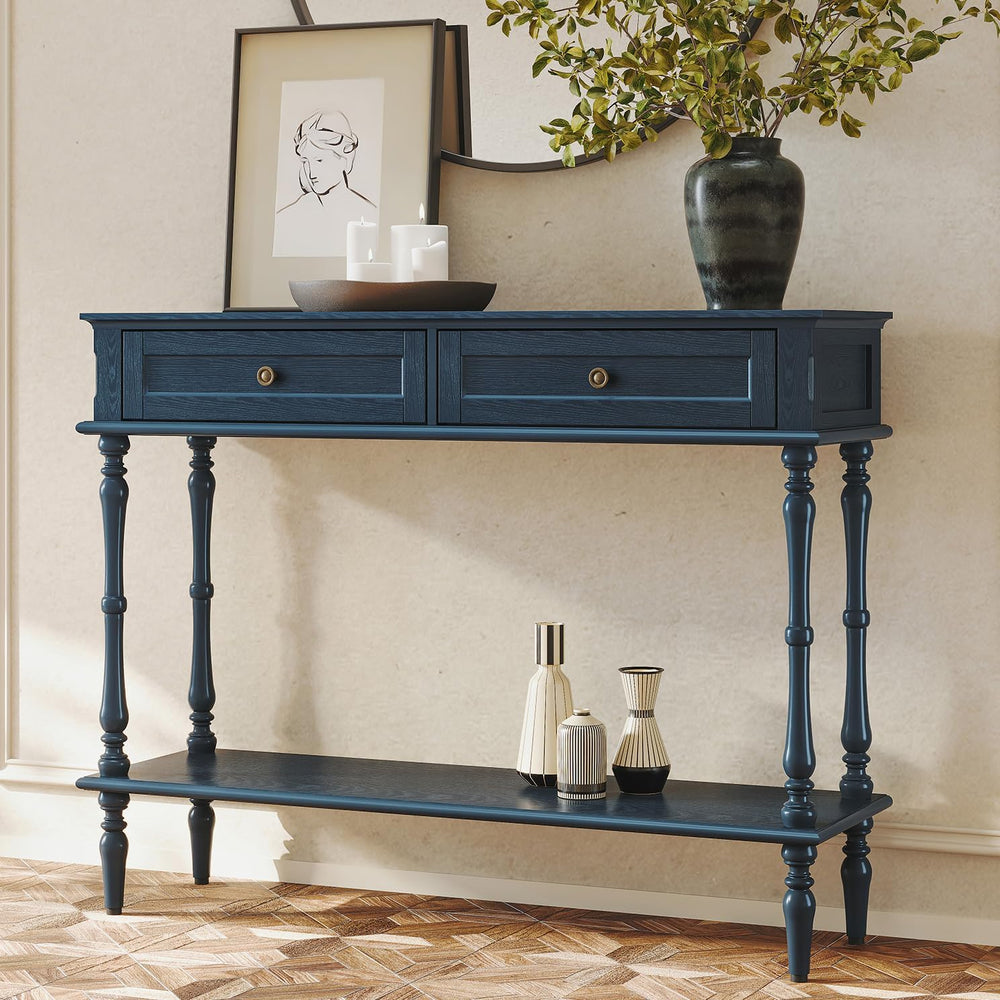 ARTPOWER Console Table for Entryway with 2 Drawers, 10 mins Assembly, Blue | ...