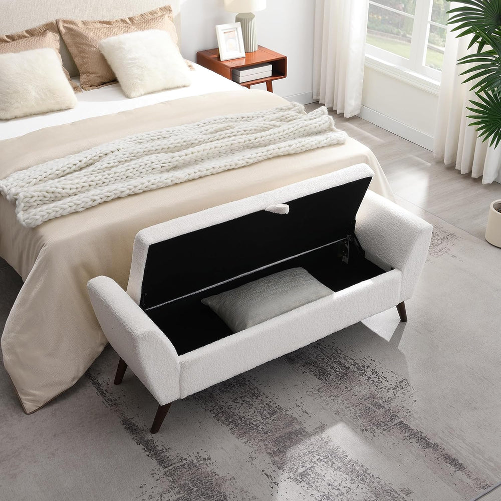 GDFStudio 60" Storage Bench with Seat & Hidden Storage, Teddy Fabric...