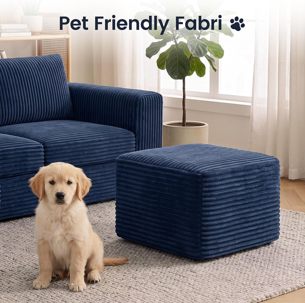 27.6" Floor Ottoman, Plush Corduroy Ottoman Foot Rest for Couch in a Box...
