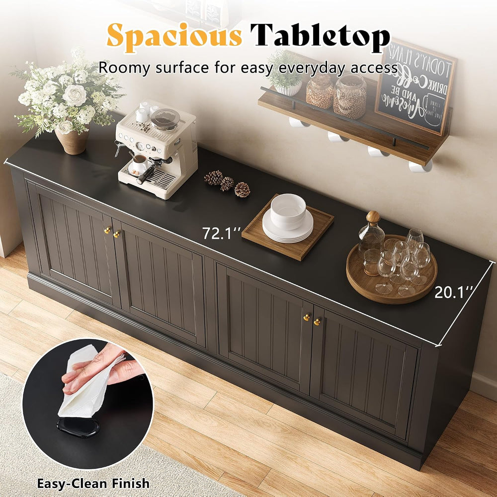 AMERLIFE 72" Modern Sideboard Buffet Cabinet with Vertical Grooved Doors...