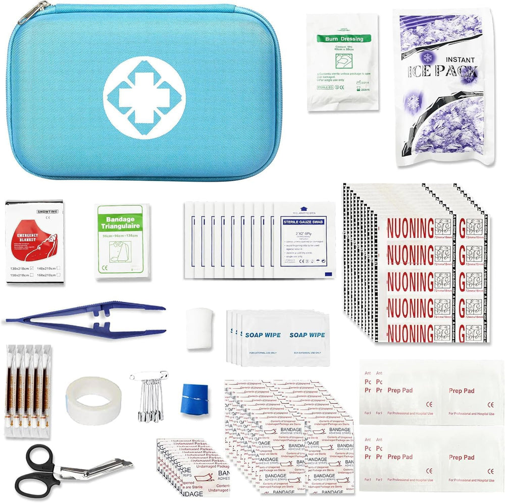 First Aid Kit 276PCS Car Home Camping Essentials Blue Emergency Kit