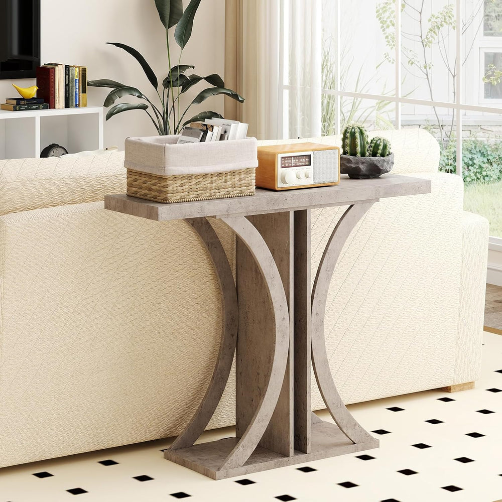 GIANTEX 40" Narrow Console Table, Industrial T-Shaped Entryway Table | S...