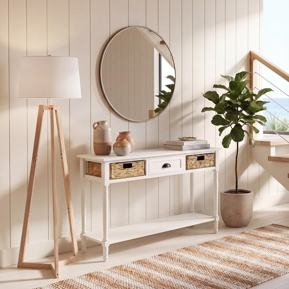 SAFAVIEH Home Collection – Christa Ivory Console Table, 3-Drawer Storage with...