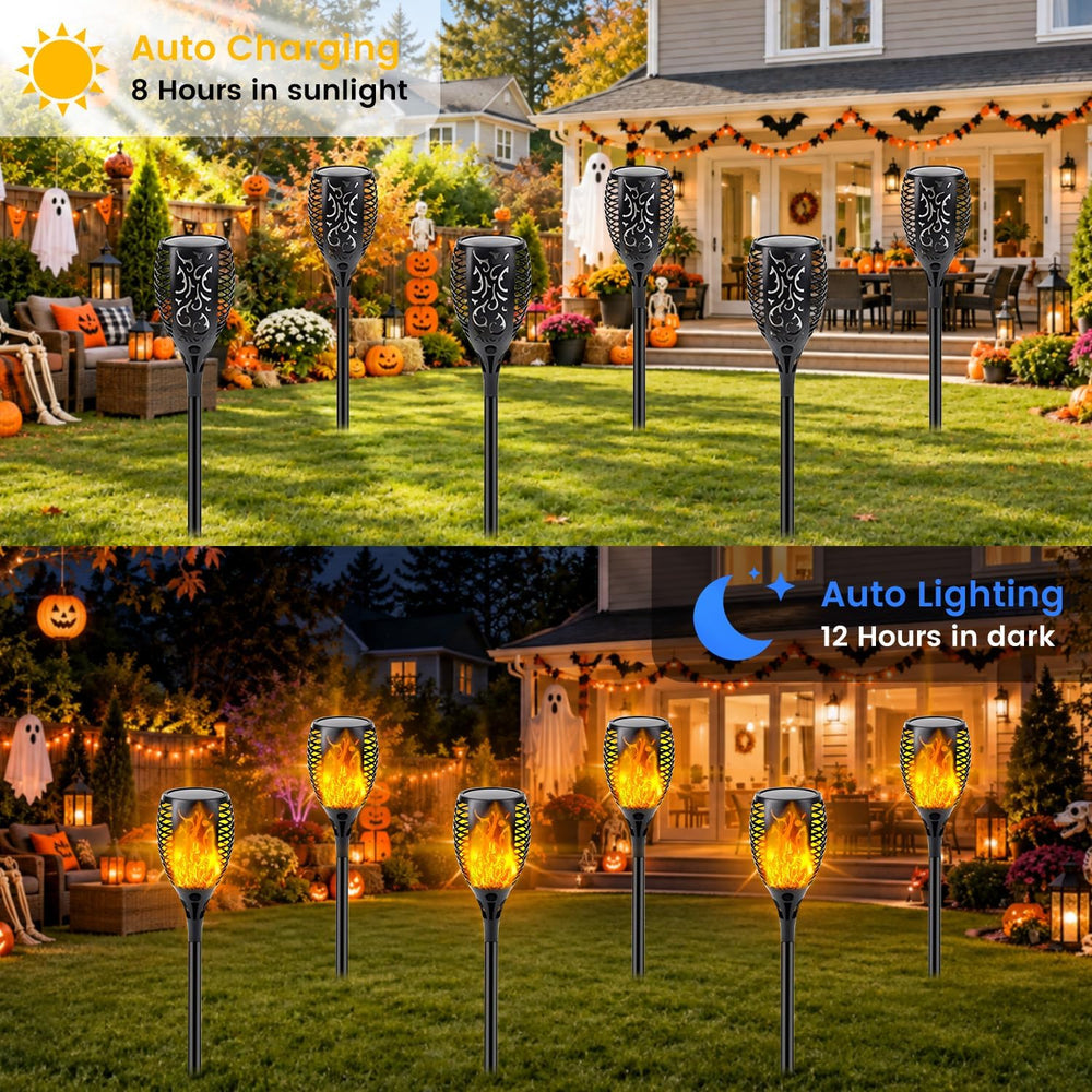 Solar Torch Lights with Flickering Flame Larger Size Halloween Decorations