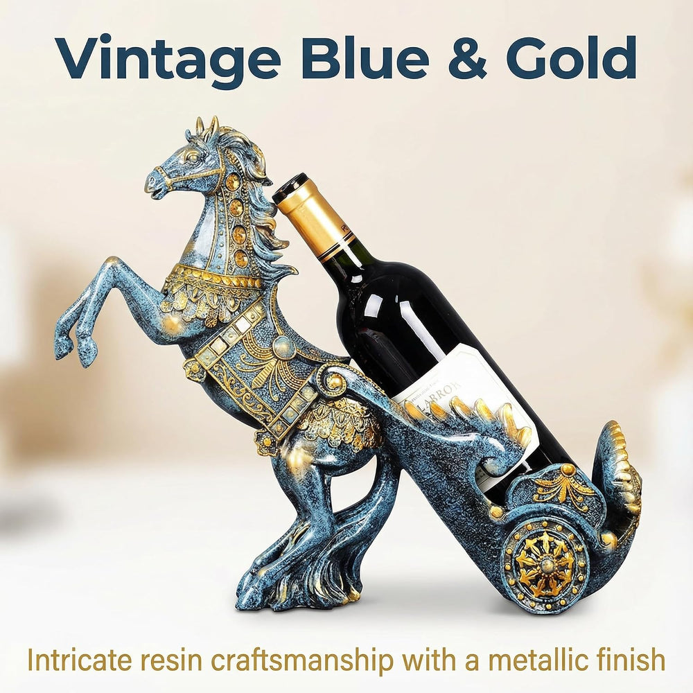 Horse Sculpture Resin Wine Bottle Holder - Tabletop Kitchen Decor, Decorative...