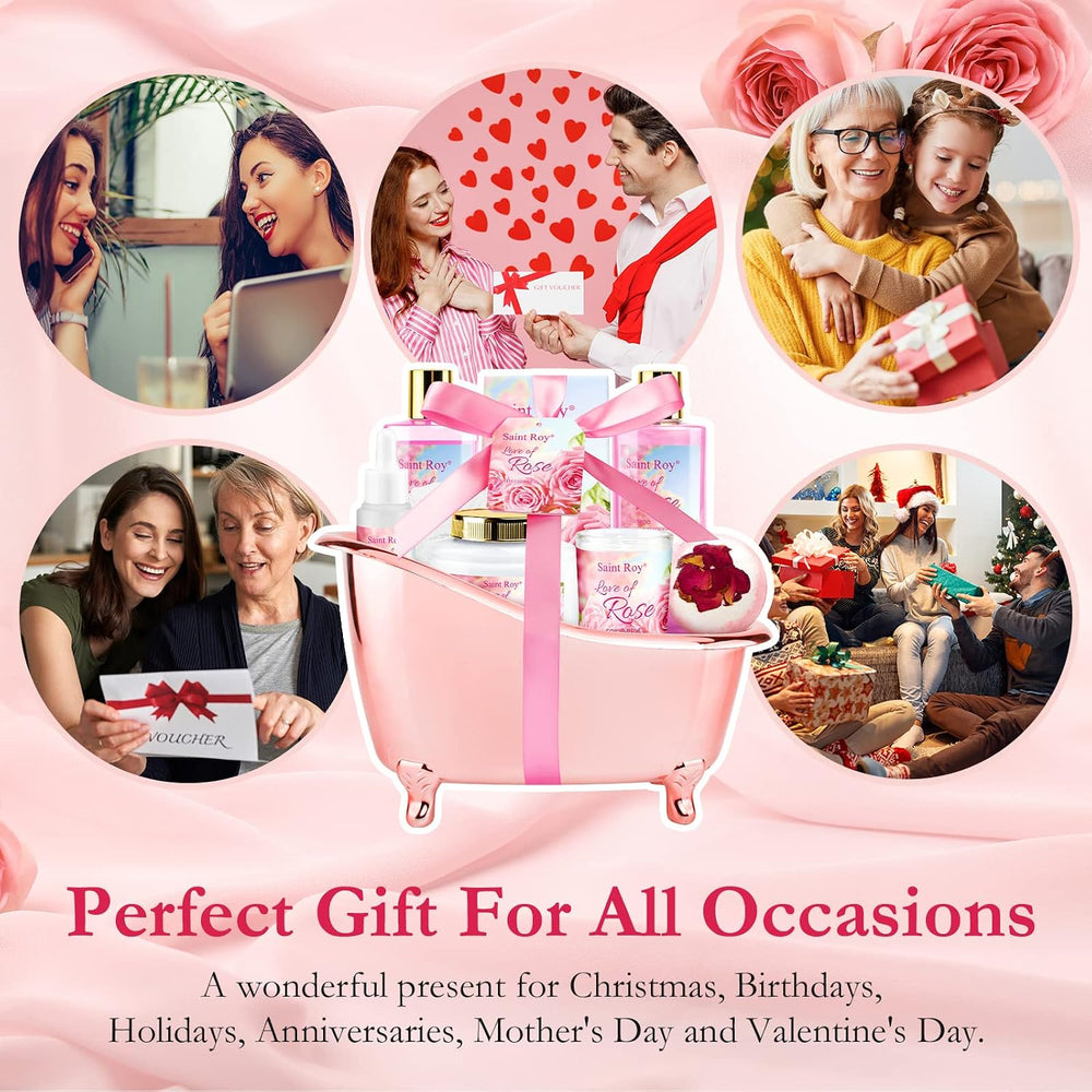 Spa Gifts for Women Rose Spa Gifts Bath and Body Gift Basket Set Care Kit