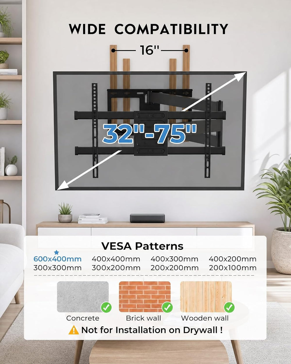 BONTEC Corner TV Wall Mount with Extra Long 40.9” Extension Arm,Tilt Swivel |...