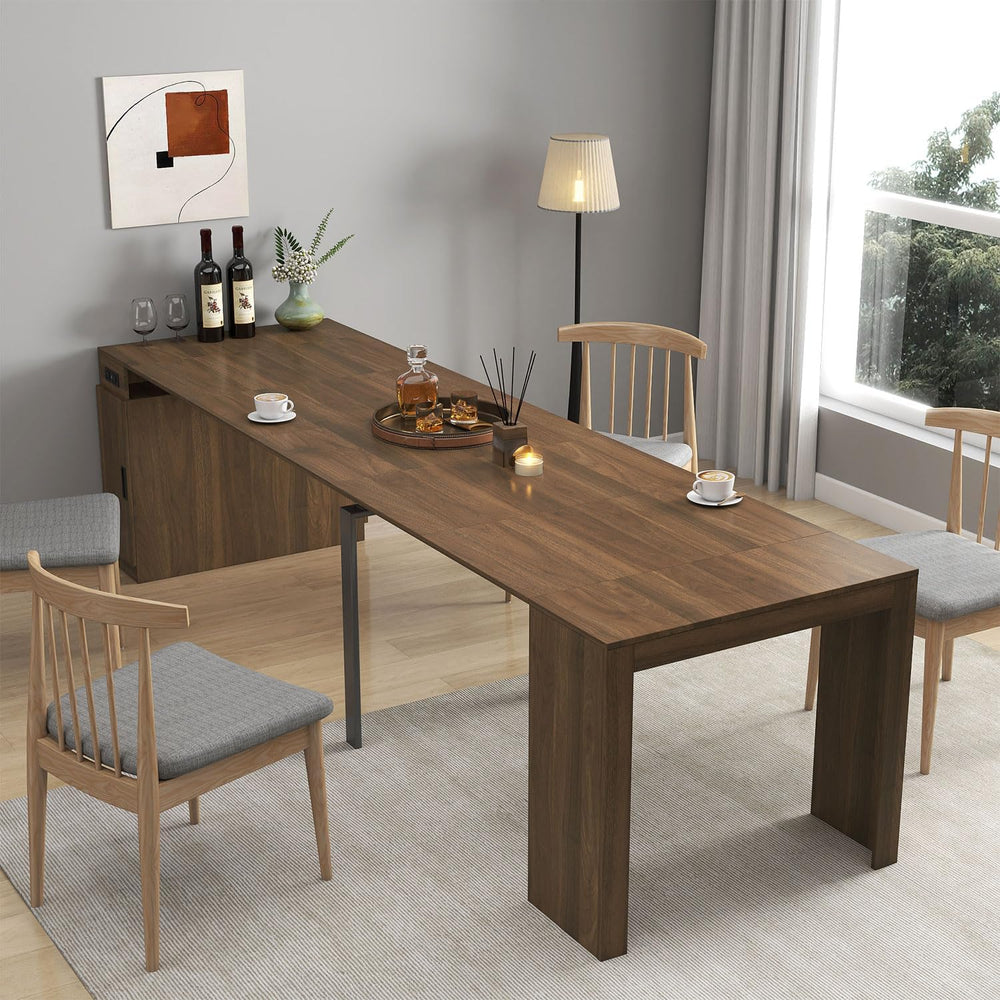 Modern Extendable Dining Table with Built-in Outlet – Seats 2 to 12 People, S...