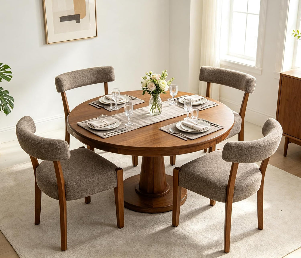 RNKSFX Upholstered Dining Chairs Set of 4, Walnut Wooden Kitchen & Dining...