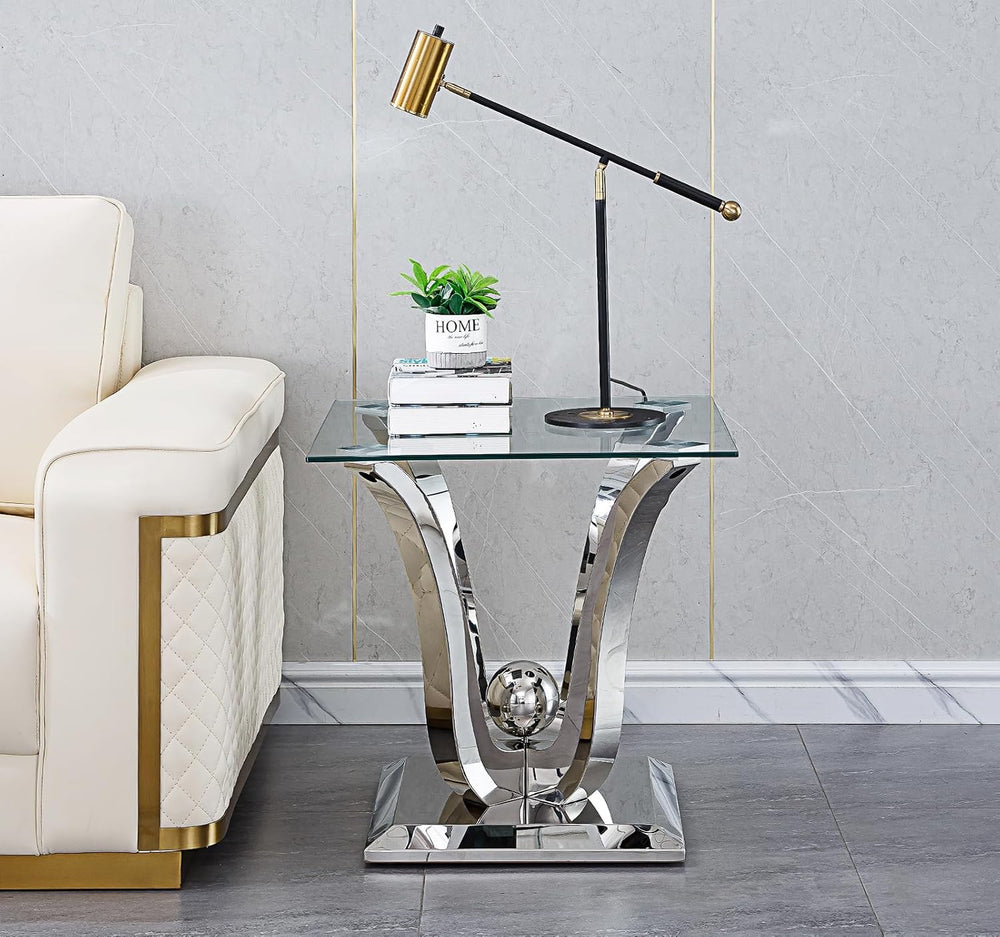 Glass Coffee Table Set of 3, Modern Living Room Table Set Coffee Table and 2 ...