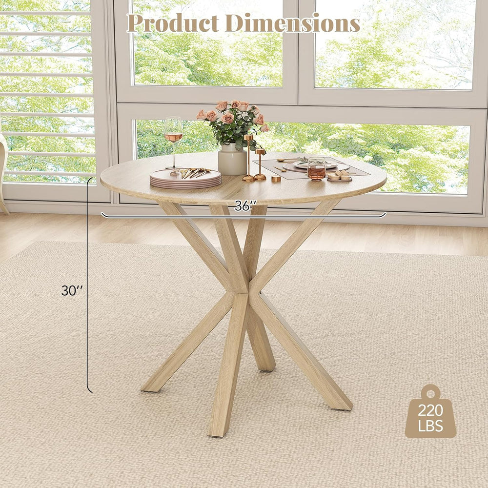 Giantex 36" Round Dining Table for 4, Farmhouse Kitchen Table with Rubbe...