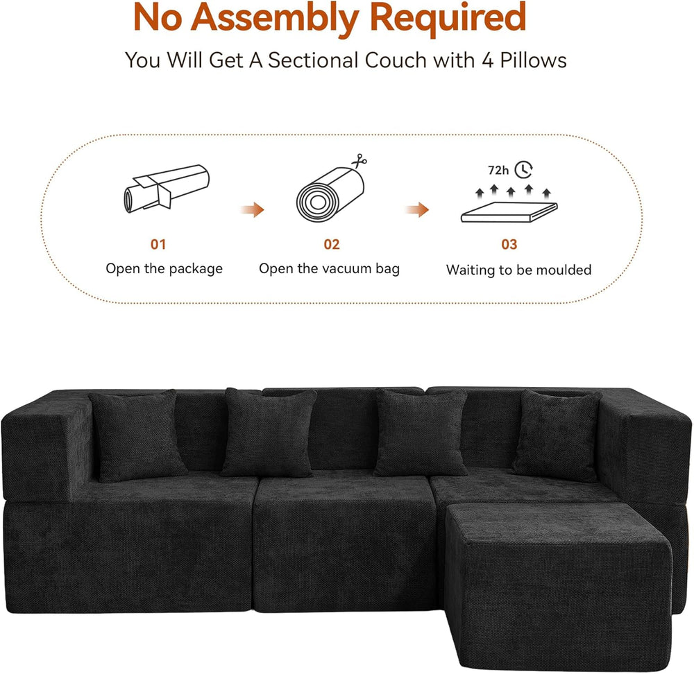MONVANE 103'' Modular Sectional Sofa, Comfy Chenille Cloud Couch with...