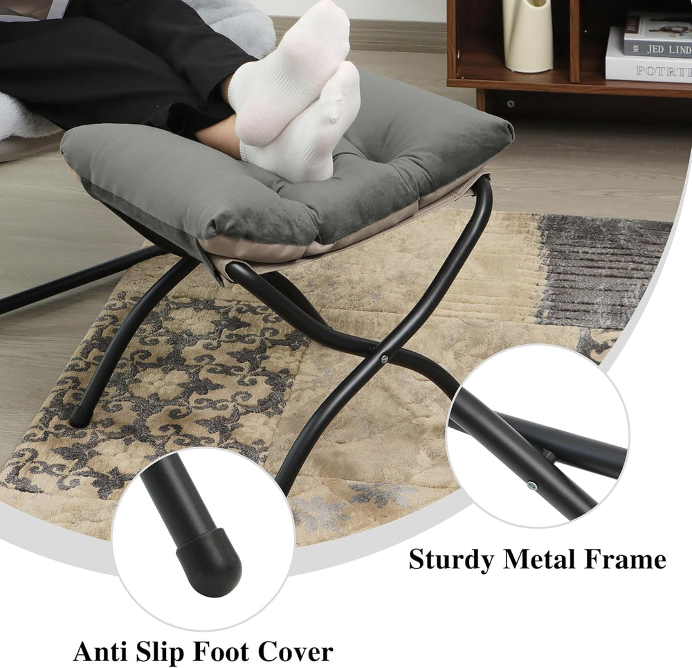 15"(H) Folding Ottoman, Set of 2, Foldable Footrest Stool, Small Foot St...